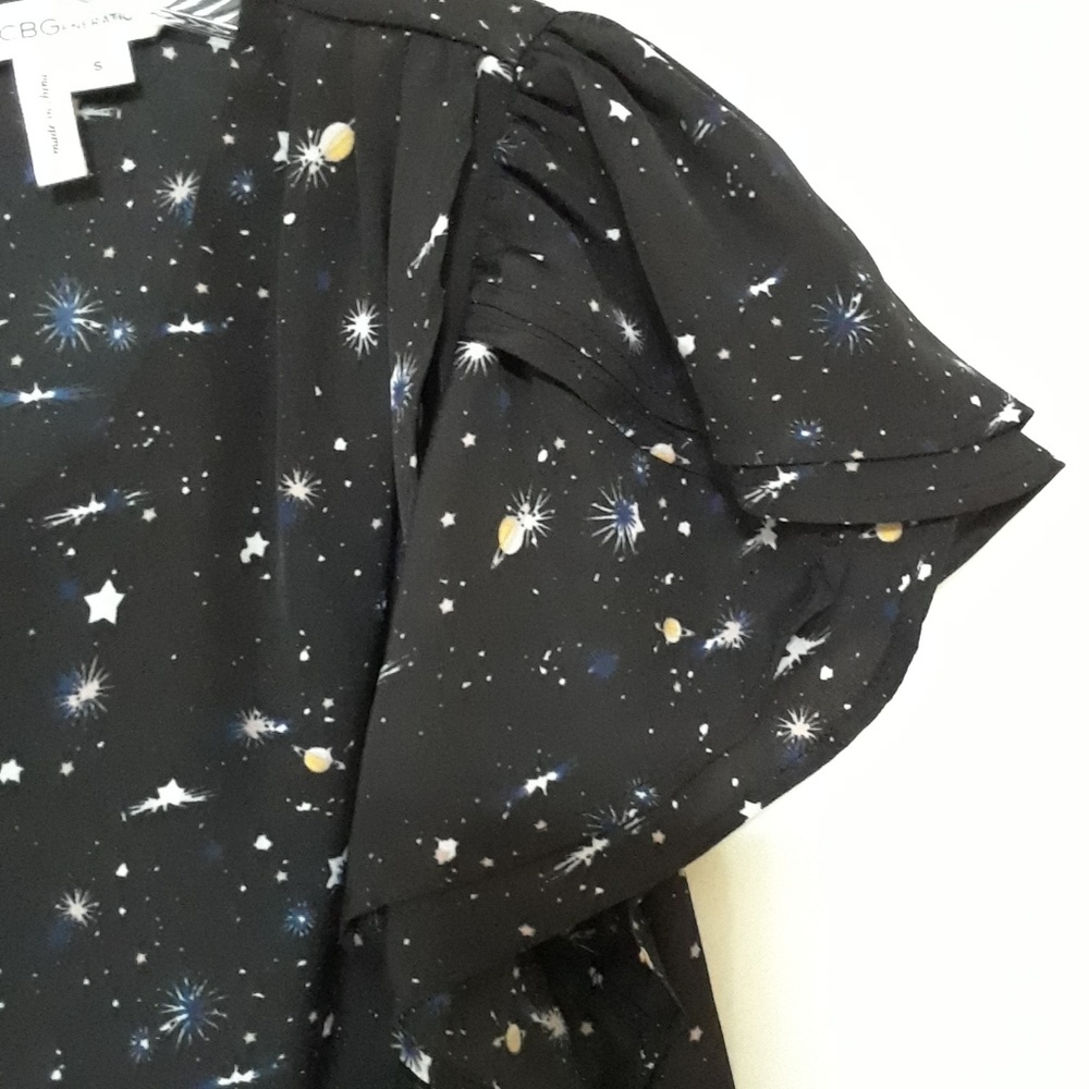 BCBG short sleeve black wrap top size Small